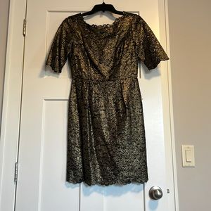 Shoshanna gold and black floral dress Sz 6